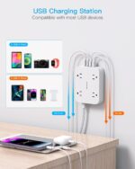 Flat Plug Extension Cord, HANYCONY 5ft Power Strip - Image 5