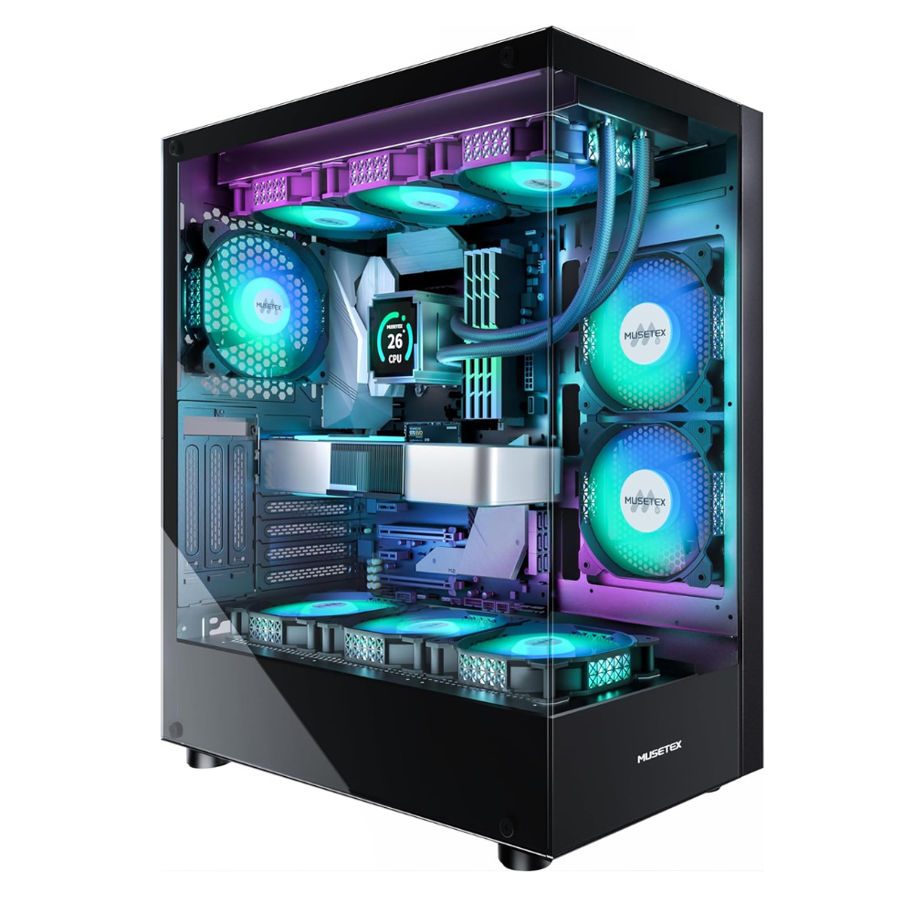 Untitled design - 2026-04-13T045632.062 MUSETEX PC CASE ATX 6 PWM ARGB Fans Pre-Installed - Image 1